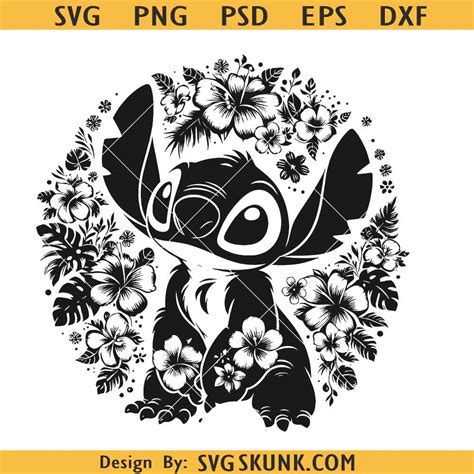 Flowers And Swirls Stitch Svg Floral Lilo And Stitch Svg Aloha Stitch Svg