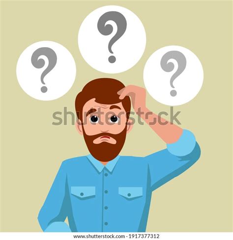 Doubting Man Smart Male Character Questions Stock Vector Royalty Free