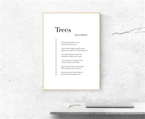 Trees By Joyce Kilmer Poetry Printable Poster Literature Instant