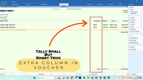 Extra Column In Voucher 90th Tally Small But Smart Trick Learnwell Youtube