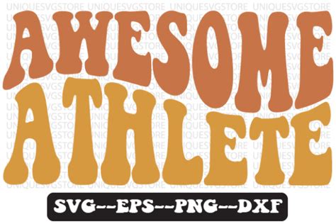 Awesome Athlete Retro Wavy Svg Design Graphic By Uniquesvgstore · Creative Fabrica