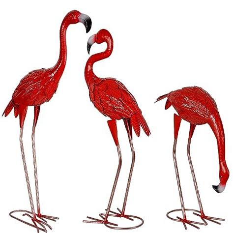 Flamingo Garden Statues And Sculptures Metal Birds Yard Art Outdoor