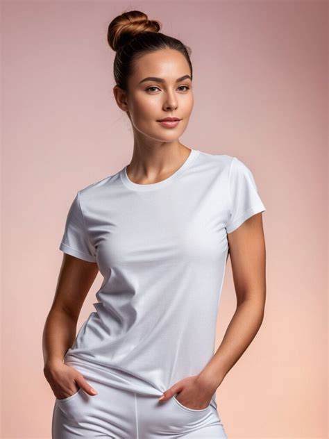 Stylish White T Shirt Woman Apparel Model Showcase Pincel
