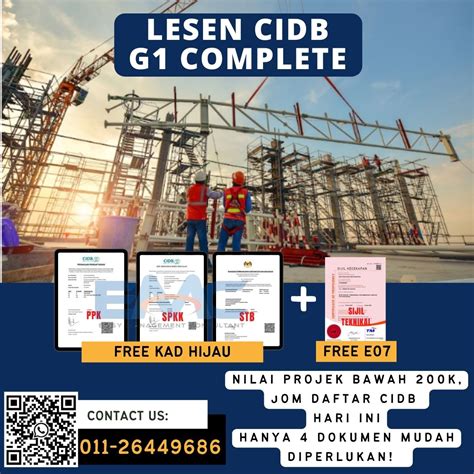 Daftar Lesen Kontraktor Cidb Mof Permohonan G1 Complete Included Sijil