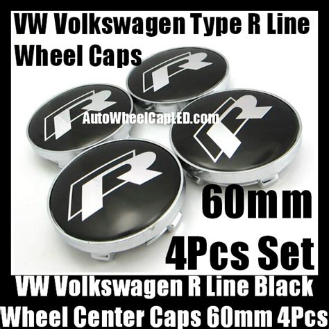 Vw Volkswagen Type R Line Mm Black Chrome Silver Wheel Center Caps