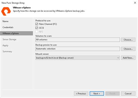 Step Specify Vmware Access Options Storage System Snapshot