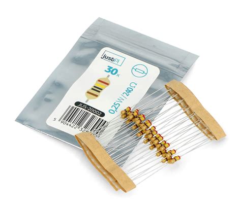 Justpi Tht Cf Carbon Resistor 1 4w 240Ω 30pcs Botland Robotic Shop