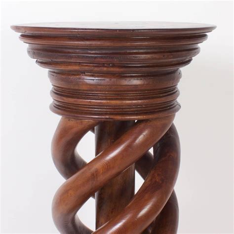 Antique 19th Century Large Spiral Carved Mahogany Pedestal For Sale At