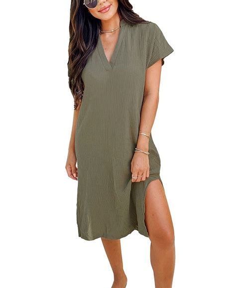 Cupshe Womens Olive Green V Neck Midi Cover Up Dress Macys