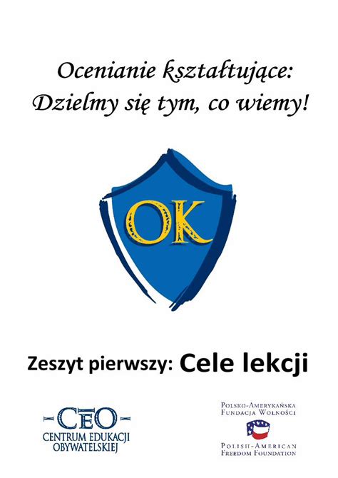 Pdf Ocenienia Kszta Tuj Ce Dzielmy Si Tym Co Wiemy Zeszyt Cele