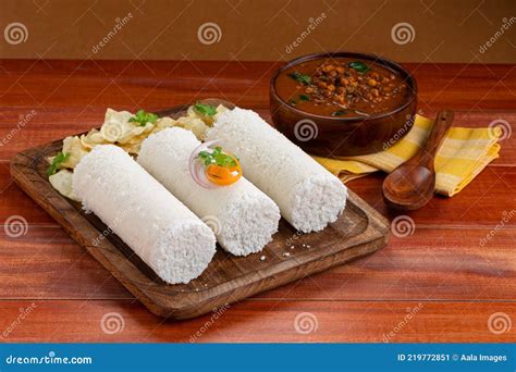 White Rice Puttu With Chana Masala Curry Stock Image Image Of South