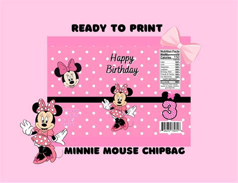 Instant Pink Minnie Chip Bag Ready Digital Chip Bag Minnie Birthday