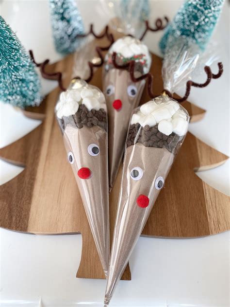 Pack Of 50 Cute Reindeer Hot Chocolate Cocoa Cone Stocking Stuffer Christmas T Etsy