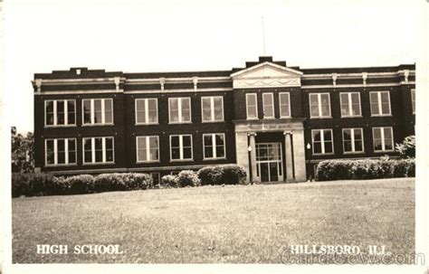 High School Hillsboro, IL Postcard