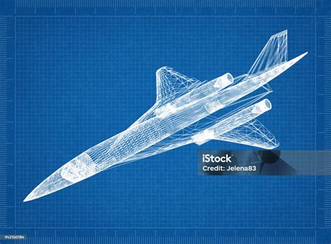 Military Plane 3d Blueprint Stock Photo - Download Image Now ...