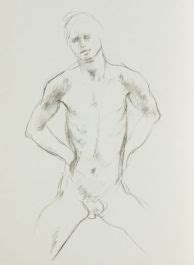 Barbara Dorf Mid Th Century Charcoal Drawing Male Nude