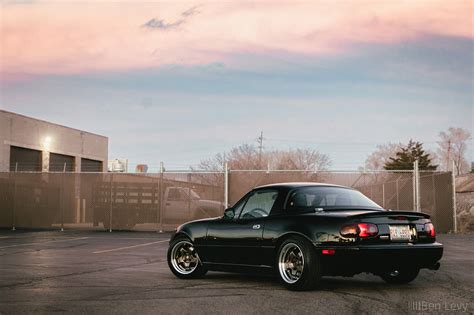 Black Mazda Miata Against A Colorful Sunset BenLevy