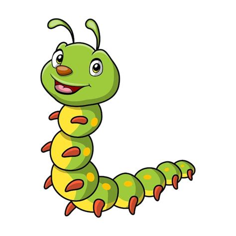 Premium Vector Cute Caterpillar Cartoon On White Background