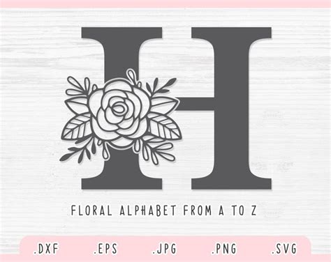 Flower Alphabet SVG Floral Alphabet Svg Botanical Alphabet Etsy