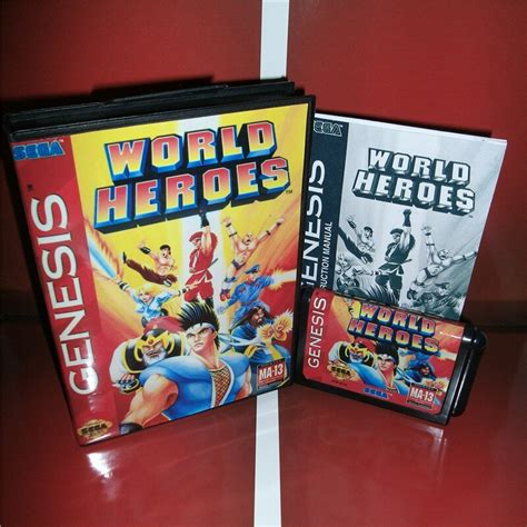 World Heroes Sega Genesis Mega Drive Md Game Card Us Cover With Box