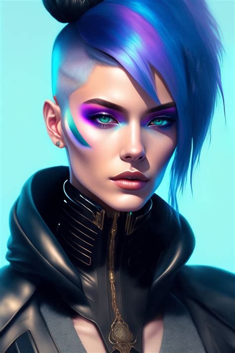 Lexica Digital Portrait Painting Cyberpunk Woman With A Long White