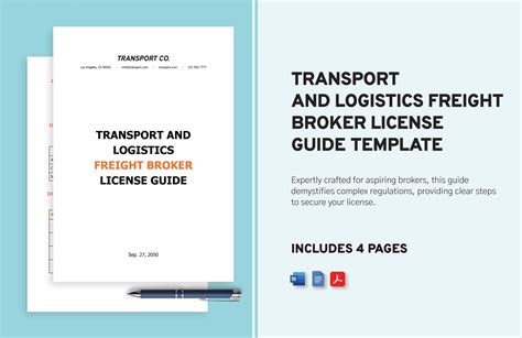 Transport And Logistics Freight Broker License Guide Template In Word