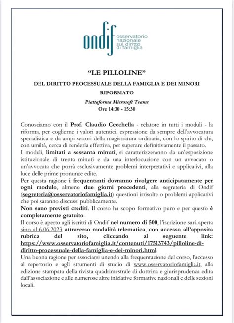 Pilloline Di Diritto Processuale Della Famiglia E Dei Minori Riformato