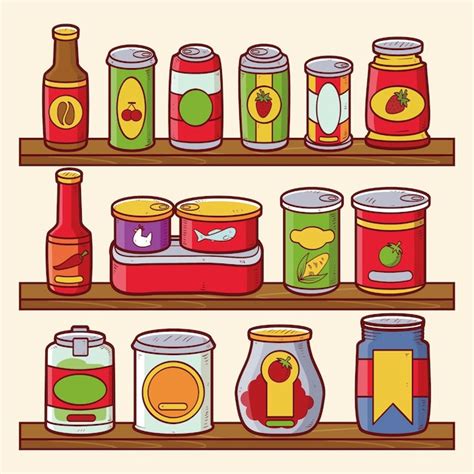 Premium Vector Pack Of Hand Drawn Pantry With Different Foods