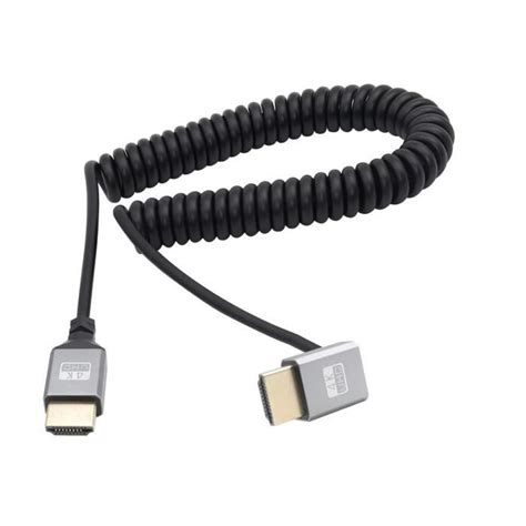 Câble d extension en spirale uhd 4k coudé vers hdmi mâle vers hdmi mâle