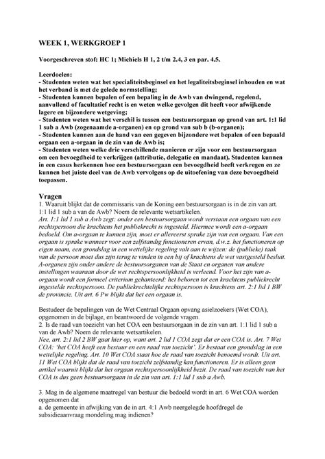 Werkgroep 1 6 Vragen En Uitwerkingen WEEK 1 WERKGROEP 1