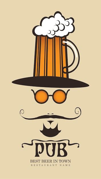 Premium Vector Banner With Glass Of Beer Hat