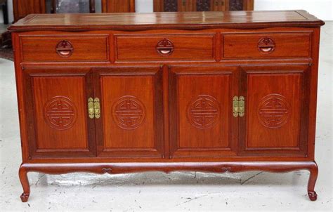 Carved Chinese Hardwood Sideboard With 4 Doors And 3 Drawers