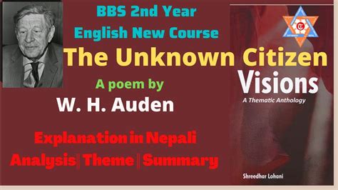 The Unknown Citizen By W H Auden Visions Summary Bbs Nd Year