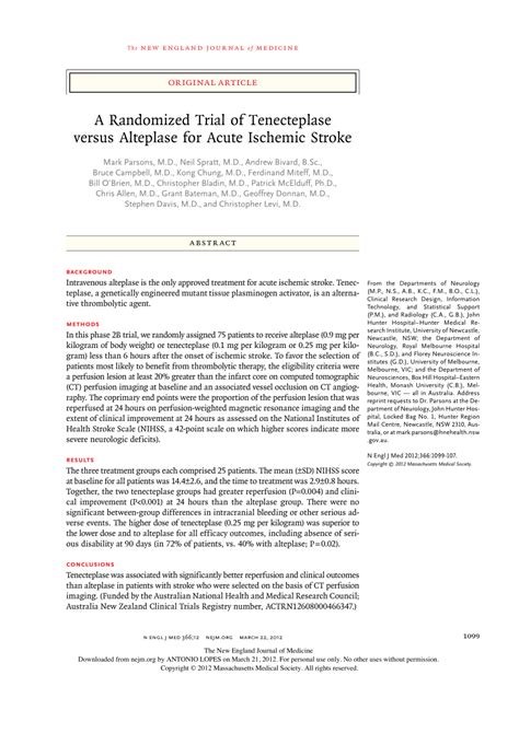 (PDF) A Randomized Trial of Tenecteplase versus Alteplase for Acute ...