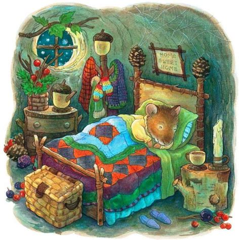 DREAMING IN A COZY BED Whimsical Art Storybook Art Cute Art