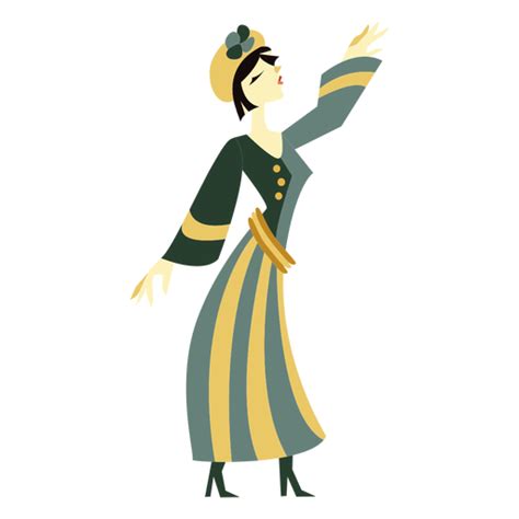 Art Deco Woman Standing Character Transparent Png Svg Vector File