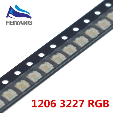 100pcs 1206 3227 Rgb Common Anode Smd Led Bead Tricolor Red Green