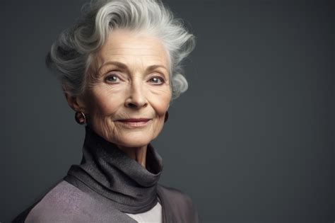 Um Belo Retrato De Uma Mulher Mais Velha E Elegante Foto Premium