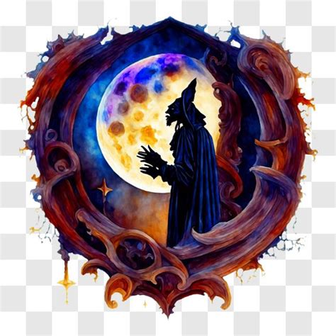 Download Witch Standing in Front of Full Moon PNGs Online - Creative ...