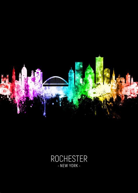 Rochester New York Skyline Poster By Michael Tompsett Displate