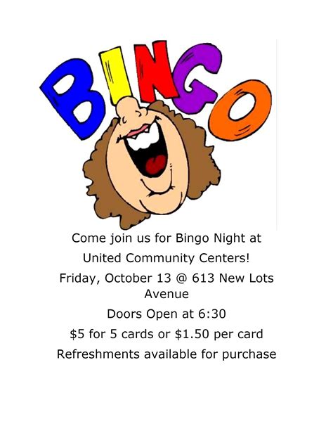 Bingo Night, Friday October 13th – United Community Centers