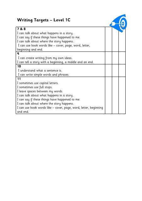 Writing Targets â Level 1c West Winch Primary School