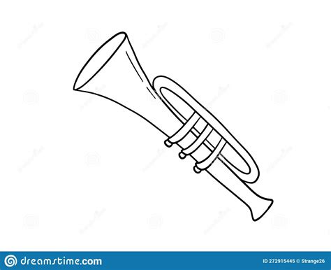 Trumpet Doodle Musical Instrument In Sketch Style Stock Vector