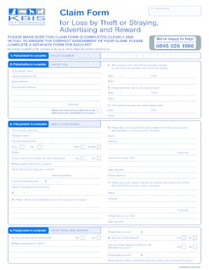 Fillable Online Loss By Theft Or Straying Claim Form Kbis Fax Email