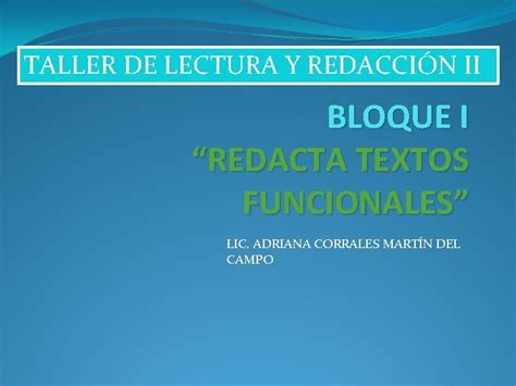 ASIGNATURA Taller De Lectura Y Redaccin II GRADO