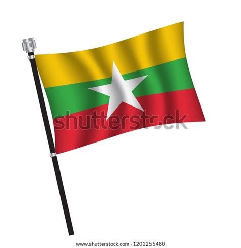 Myanmar Flag Flag Burma Waving On Stock Vector Royalty Free 1201255480 Shutterstock