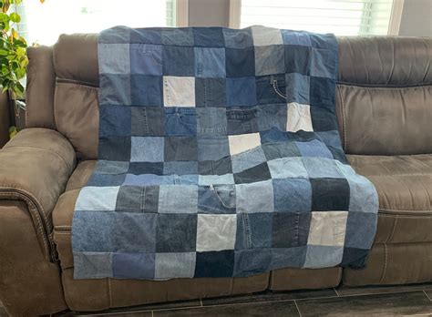 Denim Quilt Crib Size Lap Quilt Upcycled Blue Jean Etsy