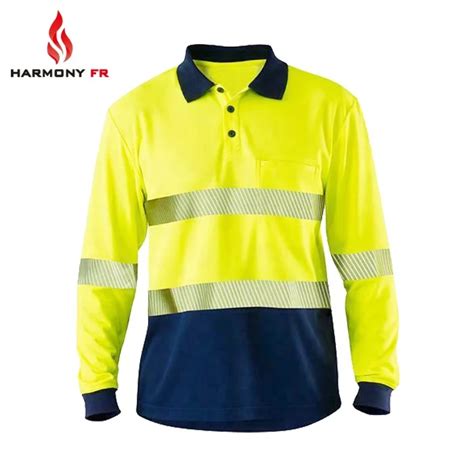 Modacrylic Cotton Knitted Flame Retardant Reflective Hi Vis Polo Shirt