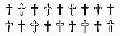 Premium Vector Christian Cross Icon Collection Christianity Symbol