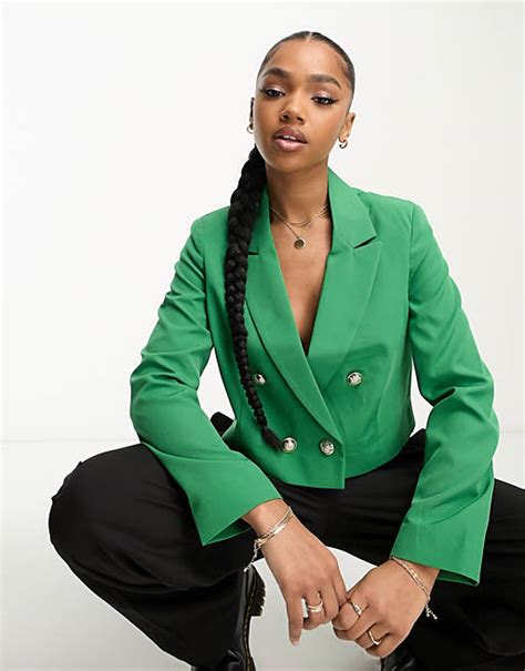 Miss Selfridge Crop Military Blazer In Bright Green Asos